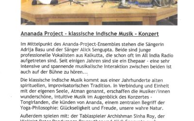 Ananada Projekt – klassische indische Musik – Konzert